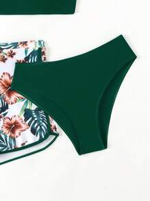 Ensemble de bikini avec imprimé de plantes pour adolescentes, tenue de plage d'été pour les vacances à la plage