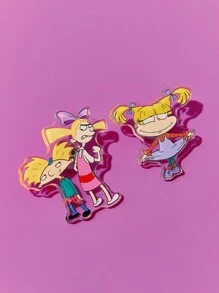 Nick 90s | SHEIN 4 件装亚克力卡通图案别针胸针套装 - 彩色 - 查看 4