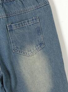 Tween Boy Street Style, Casual, Comfortable, Simple, Distressed Jeans - Medium Wash - View 5