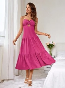 SHEIN Privé 全家大小配裝優雅浪漫女裝 - 杏色 - 查看 4