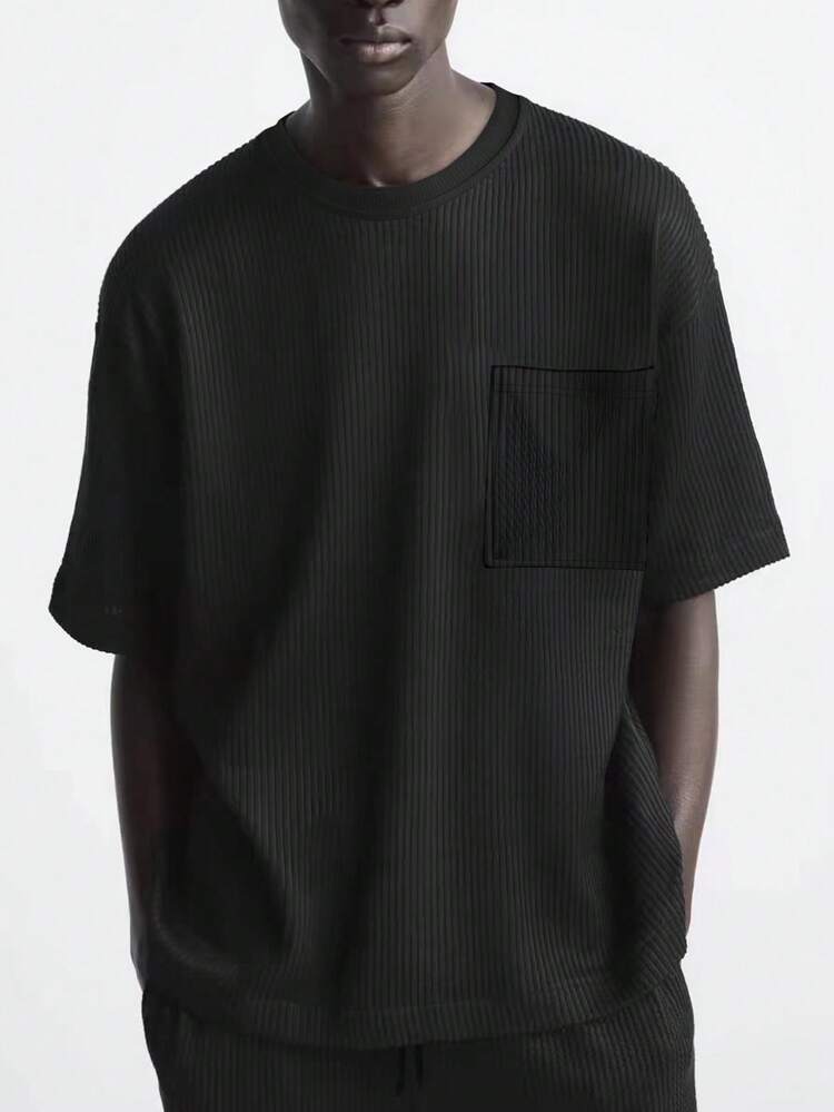 Men's Plus Size Solid Color Round Neck Short Sleeve T-Shirt And Shorts Set