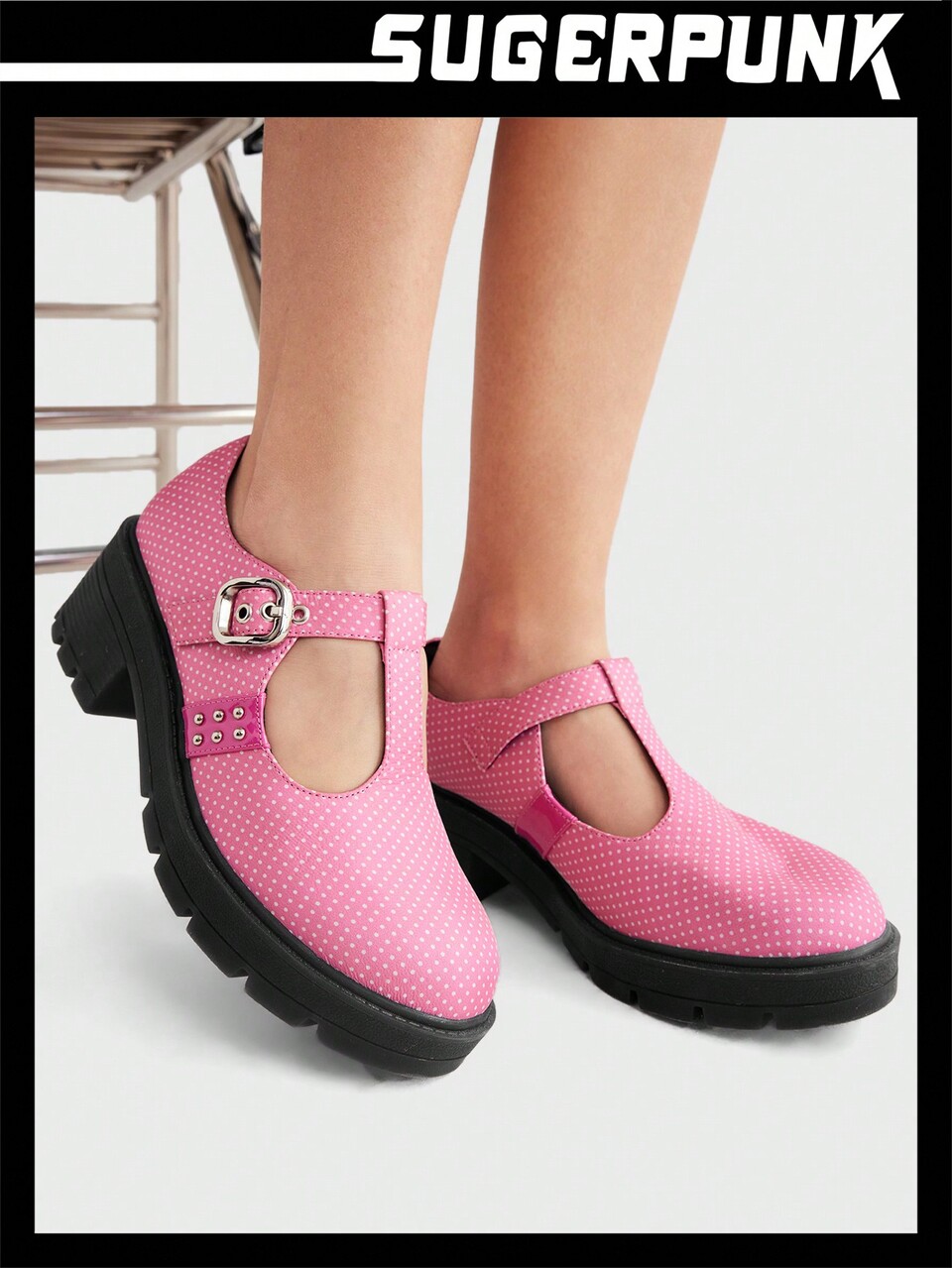 Sugerpunk Y2K Women's Polka Dot Wedge Shoes Summer