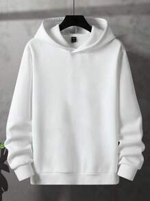 Manfinity Homme Men Ultra Loose Fit Moon & Planet Printed Hoodie, Fall, Long Sleeve Top - White - View 2