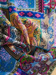 Cô gái Tween Dệt In chắp vá Hai Dây Và Lỏng lẻo Quần Bộ - Nhiều màu - Xem 5