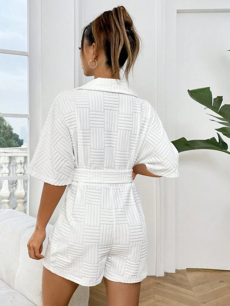 Belted Short Sleeve Romper