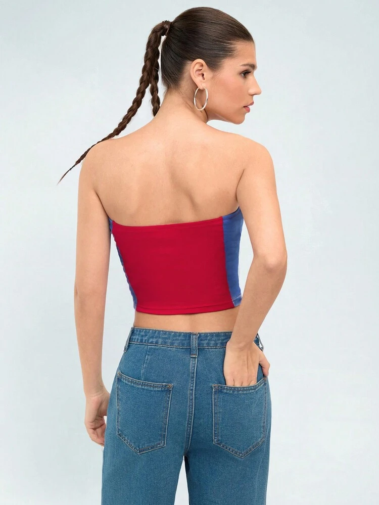Women's Strapless Top With Letter Print