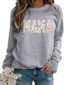 INAWLY Women's Floral & Letter Printed Round Neck Sweatshirt,Long Sleeve Tops Graduation,Back To School Outfits,Graduation,Teacher Outfits For Women,Back To School