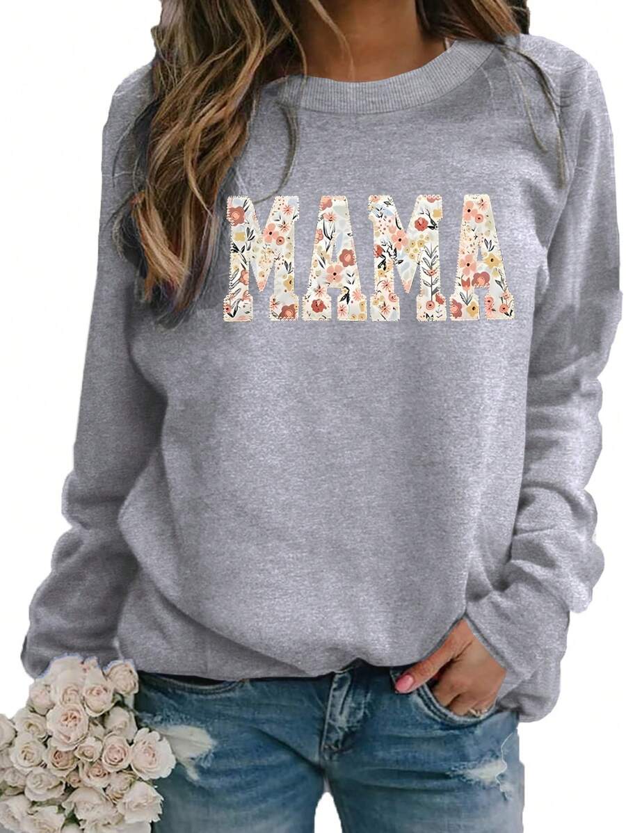 INAWLY Women's Floral & Letter Printed Round Neck Sweatshirt,Long Sleeve Tops Graduation,Back To School Outfits,Graduation,Teacher Outfits For Women,Back To School