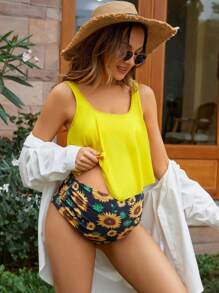 SHEIN Sommer Schwangerschafts-Asymmetrischer Saum ärmelloser Cami Tankini