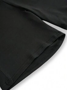 INAWLY 女士標語與蝴蝶結印花短褲褲襪 - 黑色 - 查看 3