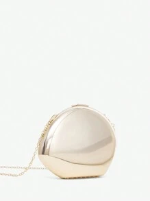 SHEIN SXY Women's Fashionable Metal Clutch Shoulder Bag, Ideal For Cocktail, Club, Date, Evening, Date Night, Tready Bride Bag, Prom Tready Bride Bag, Perfect For Party, Wedding, Prom, Dinner/Banquet, Matching With Wedding Dress, Formal Dresses, Prom Dress, Birthday Dress, Party Dress, Perfectly Matching With New Years Outfit Valentines - Gold - View 3