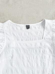 SHEIN VCAY 3pcs Women'S Summer Vacation Square Neck Ruffle Trim Blouse