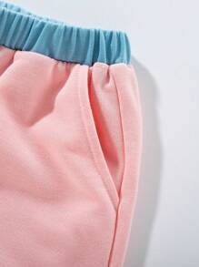 2pcs/Set Young Boy Casual Hoodie With Color Block & Elastic Cuff Sweatpants, Thermal Lined , Thickened - Multicolor - View 4