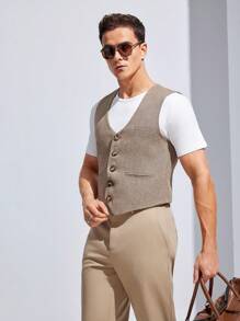 Manfinity VCAY Men's Woven Casual Suit Vest - Multicolor - View 5