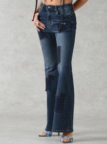 Forever 21 Pantalon En Jean Pour Femmes Avec Des Bas Évasés Contrastés Pour Des Festivals De Musique