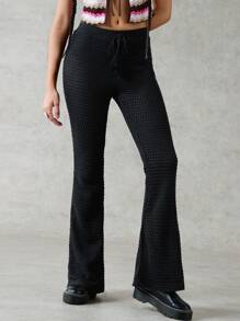 Forever 21 Pantalon Évasé De Couleur Unicolore Pour Femme Avec Texture - Noir - Voir 1