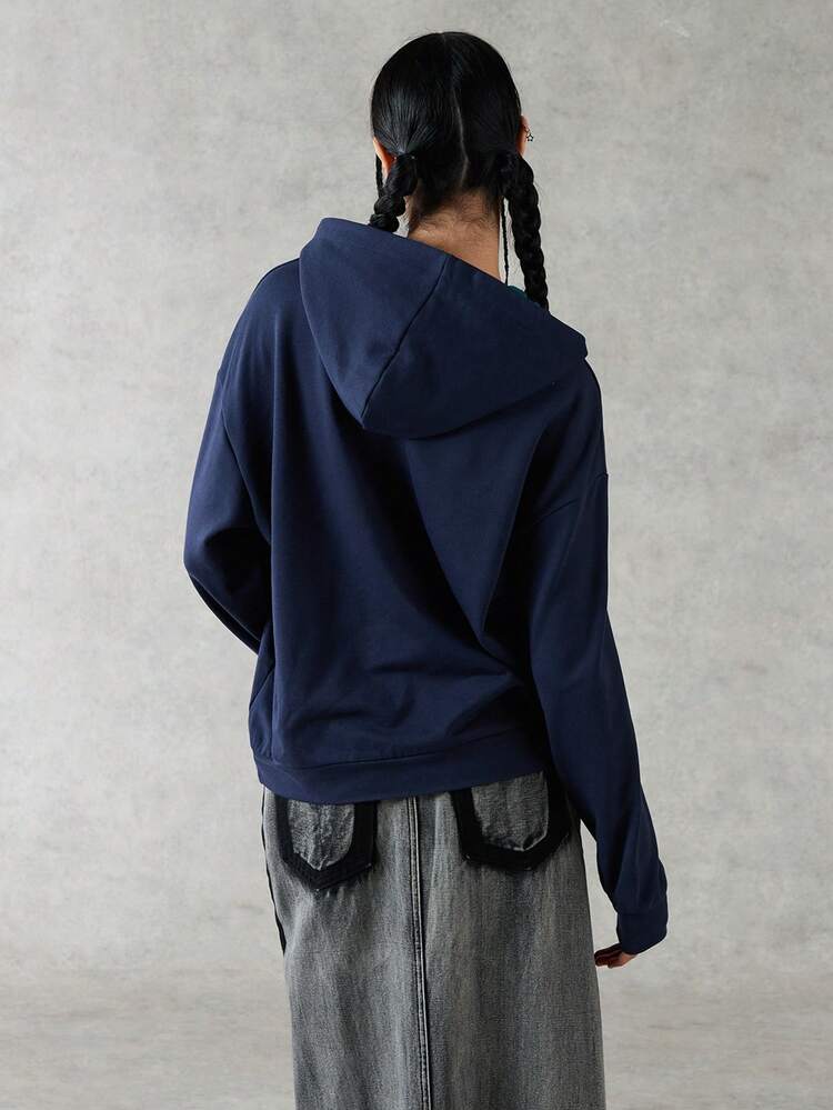 Letter Print Drop Shoulder Hoodie For Casual Wear