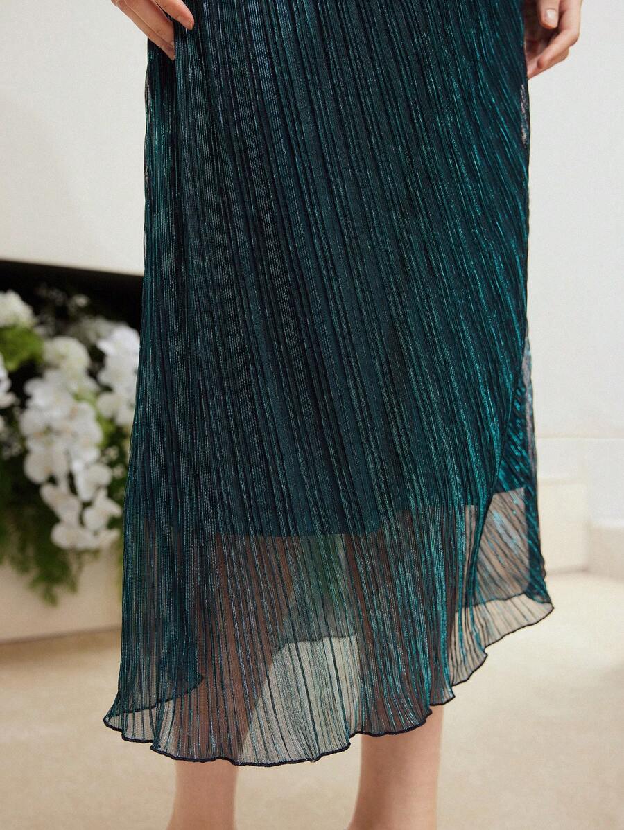 MOTF PREMIUM ONE SHOULDER PLISSE DRESS - Blue - View 2