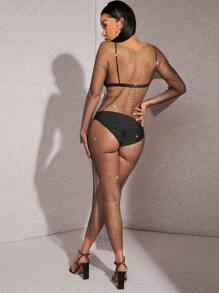 Hauture Women Crystal Sheer Dress - Black - View 2