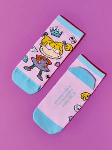 Nick 90s | SHEIN 2pairs Women'S Cartoon Printed Low Cut Socks - Multicolor - View 6