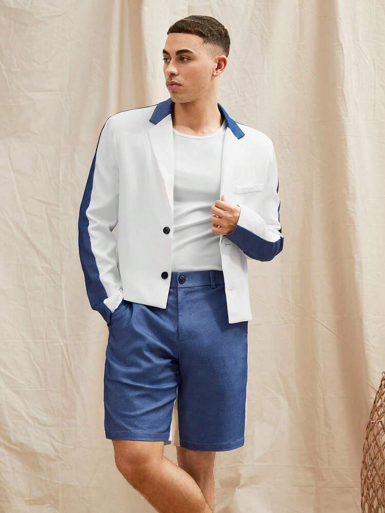 Casual Color-Block Patchwork Business Suit 2pcs/Set
