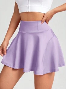 SHEIN EZwear Purple Sporty Knit Skirt - Lilac Purple - View 6