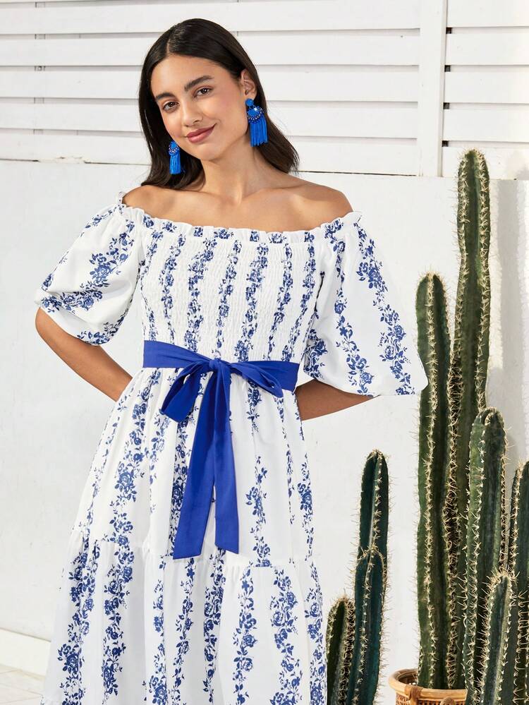 Women's Floral Off Shoulder Mini Dress