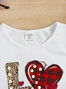 SHEIN Leap Crew 適合十幾歲女生的簡約印花無袖圓領背心上衣，夏季穿著 - 白色 - 查看 3