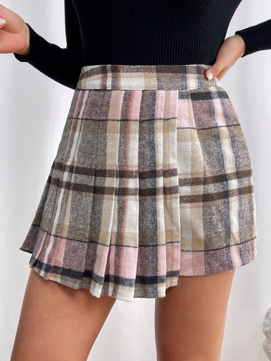 SHEIN Privé Của phụ nữ Hoa văn kẻ sọc Xếp li Váy quần - Hồng - Xem 1