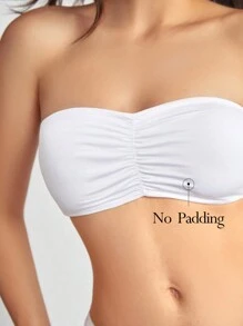 Ocili Leisure Smooth & Comfy Solid Ruched Bra-White - White - View 3