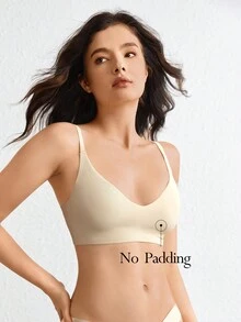 Ocili Leisure Stretchy & Smooth Seamless No Show No Padding Wireless Lounge Bralette - Nude - Beige - View 3