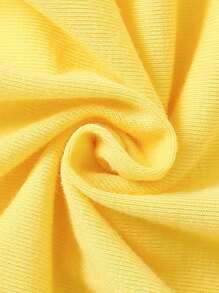 1件年輕女孩可愛口號印花短袖T恤 - 黃色 - 查看 6