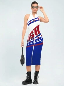 Forever 21 紀念日印花街頭風格拉鍊無袖連身裙 - 白色 - 查看 6