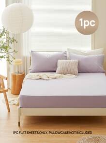 【100% Cotton】1pc Soft & Gentle Fitted Sheet, All-season Comfort and Breathable - Purple - View 2