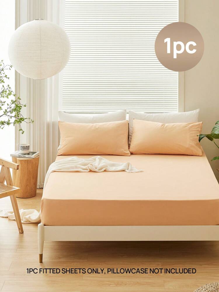 【100% Cotton】1pc Soft & Gentle Fitted Sheet, All-season Comfort and Breathable