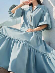 Seusyu 女款純色正面扣款連身裙