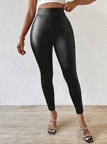 Zolique Women's Solid Color Leggings With Pockets Fall Cloth For Women - Black - View 5