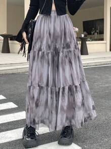 DAZY 女士扎染不对称下摆半身裙 - 彩色 - 查看 4