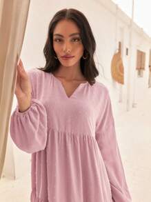 Mulvari 女式v領挖洞袖蓬蓬裙連衣裙 - 粉色 - 查看 5