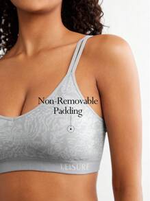Ocili Leisure Extremely Stretchy Seamless & Skin-Friendly No Padding Double Straps Comfortable Pattern Bra Melange Gray - Grey - View 3