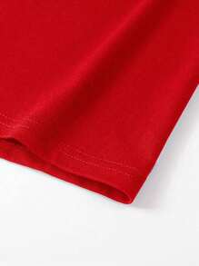 Manfinity Homme Men's Letter Print Short Sleeve Round Neck T-Shirt - Red - View 4