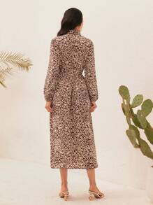 Seusyu Của phụ nữ In hoa Báo Vá lại Đầm Với Viền rìa Thắt lưng dệt - Nhiều màu - Xem 2