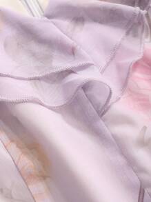 DAZY Women's Full Bloom Printed V-Neck Ruffled Chiffon Dress Sundress - Pink - View 6