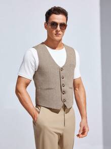 Manfinity VCAY Men's Woven Casual Suit Vest - Multicolor - View 4