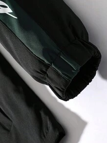男士休闲宽松立领撞色夹克，春秋季 - 黑色 - 查看 3