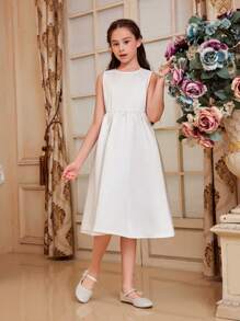 SHEIN Tween 女童纯色休闲背心裙和全印花开衫 - 彩色 - 查看 5