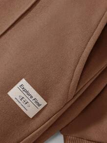 EURMUSE Men's Simple Solid Color Round Neck Short Sleeve T-Shirt And Long Pants Set - Brown - View 5