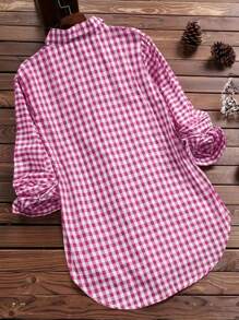 INAWLY Plaid Button Front Shirt With Chest Pockets, Casual