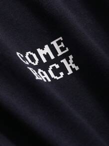 DAZY 翻领半襟宽松短袖女式字母印花T恤，秋季服装学院风上衣