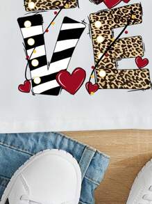 SHEIN Leap Crew 適合十幾歲女生的簡約印花無袖圓領背心上衣，夏季穿著 - 白色 - 查看 5